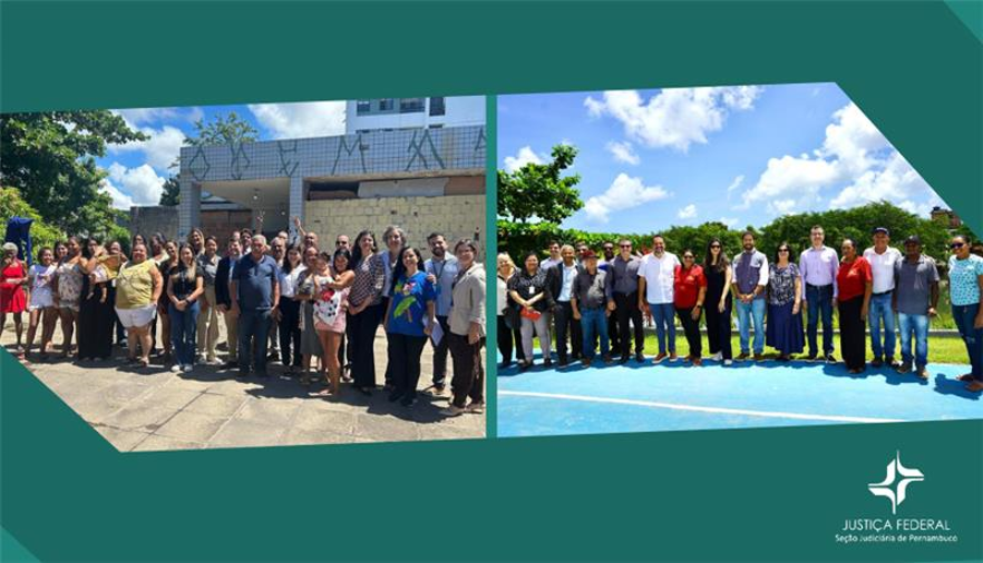 Duas fotos com pessoas em pé