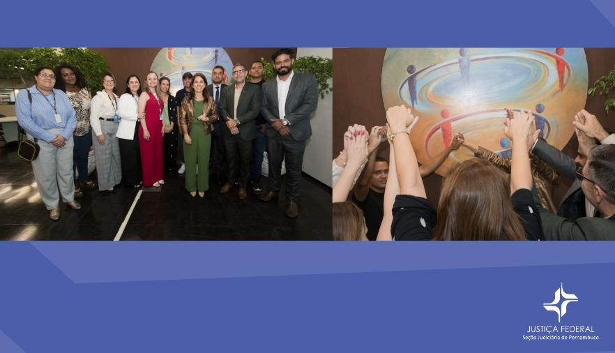 Fotos da audiência de assinatura do acordo entre as partes 