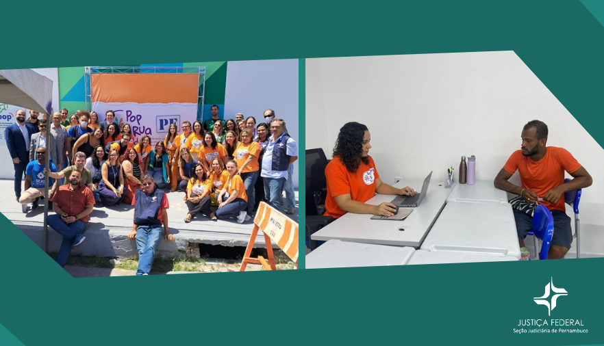 Imagem 1 mostra pessoas em pé e a outra imagem mostra uma mulher atendendo um homem