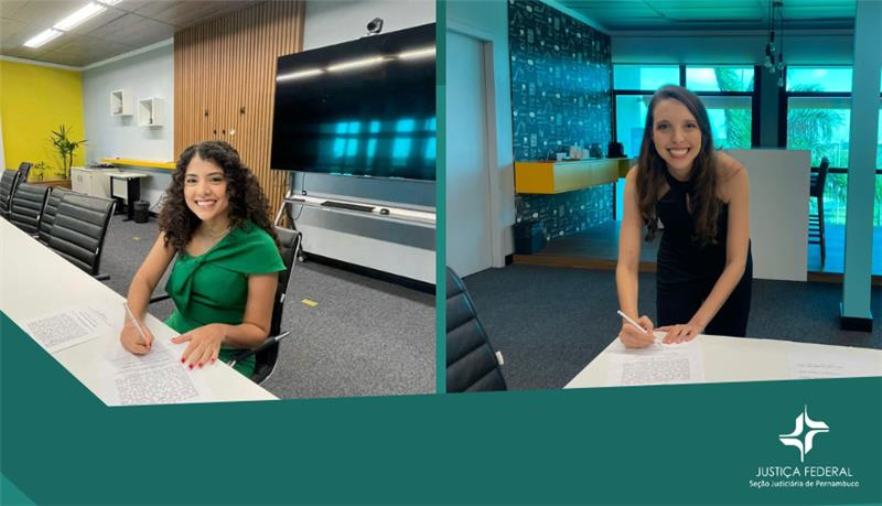 Fotos servidoras assinam termo de posse 