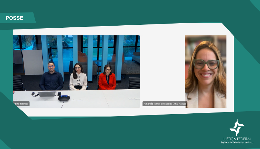 captura de tela cerimônia de posse com magistrada e servidores 