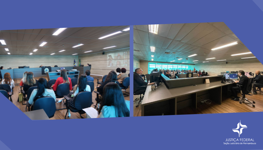 Imagem mostra pessoas sentadas assistindo a uma audiência