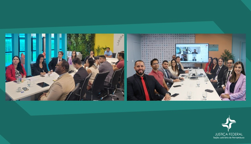 Duas fotos com participantes durante a reunião 