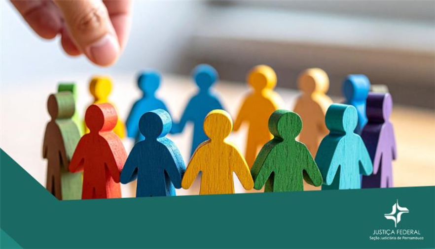 Ilustração bonecos de madeira circulo uma mão selecionando um deles 