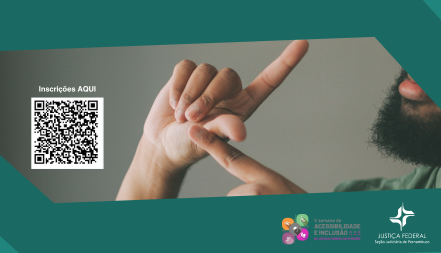 mão faz sinal de libras QRcode para inscrição