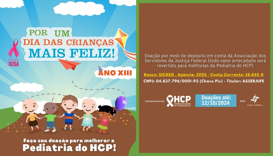 Cartaz colorido com desenhos de crianças e informações para doação 