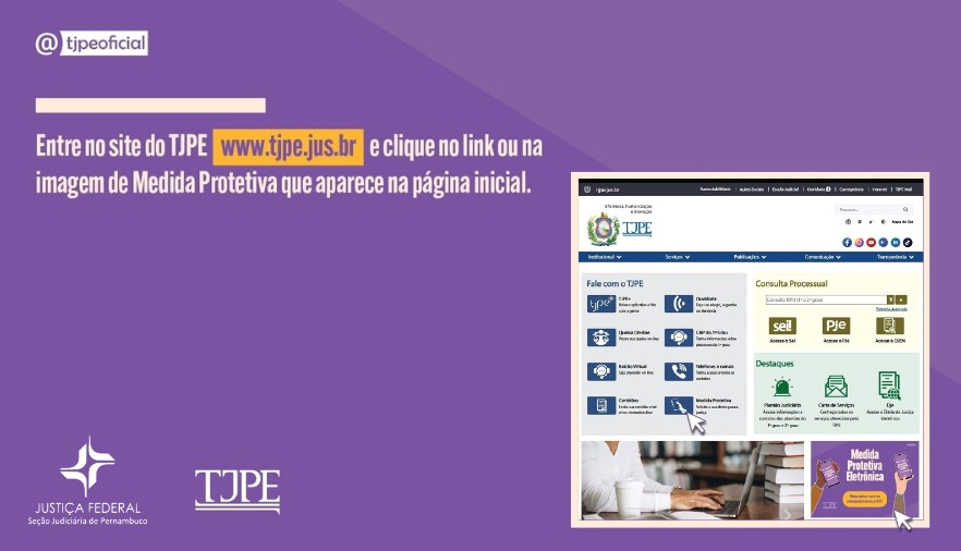 arte com captura de tela do portal do TJPE