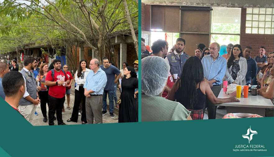 Duas fotos com registros da visita com membros do Comitê e membros do movimento social 